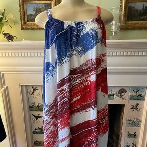 NORACORA Patriotic Sleeveless Summer Long Tunic 3XL